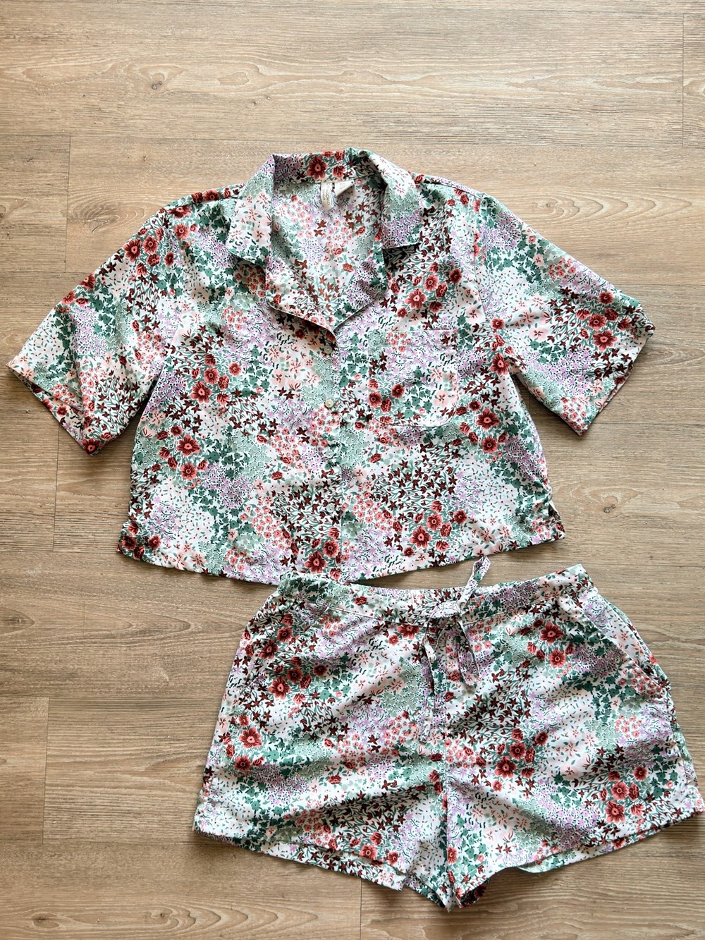 Cynthia Rowley Pink & Green Floral Short Pajama Set